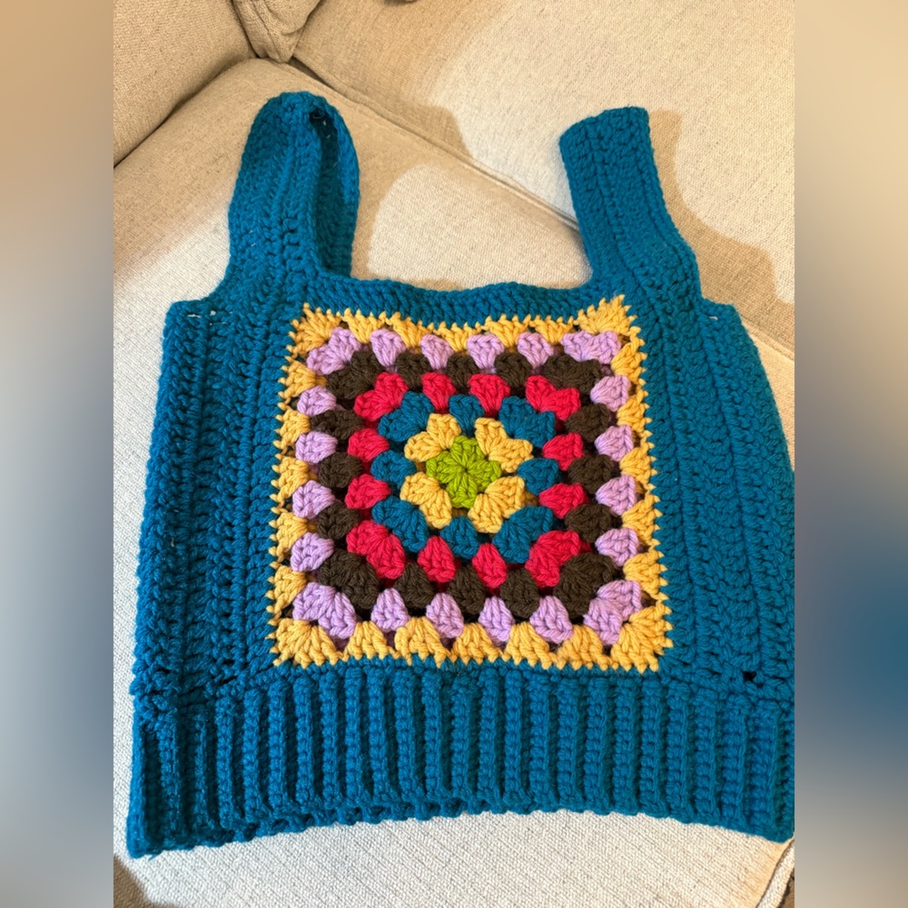 Colorful Retro Crochet Knit Tank‎ Top